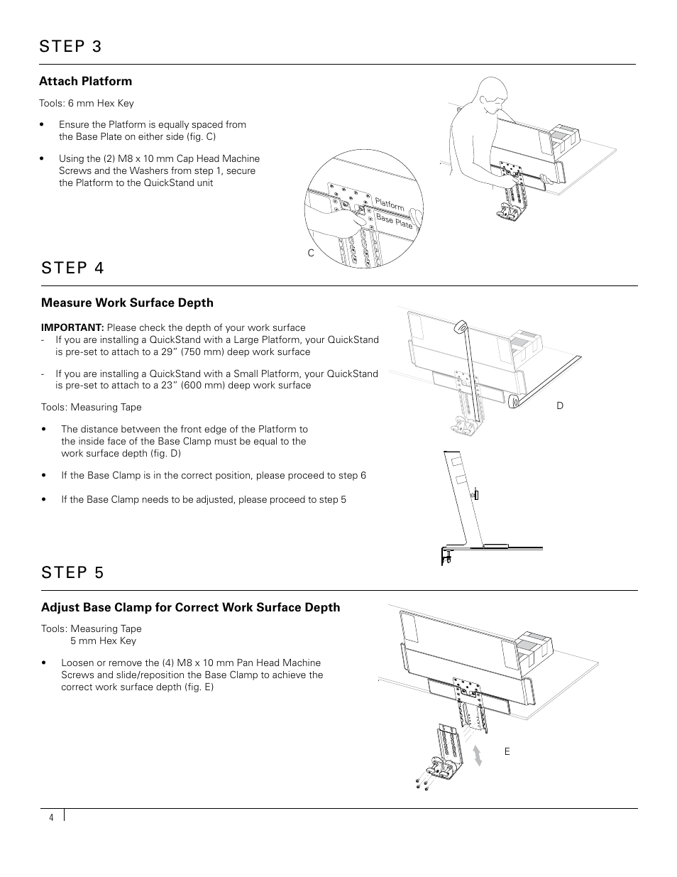 Step 4, Step 5, Step 3 | Humanscale QuickStand User Manual | Page 4 / 11