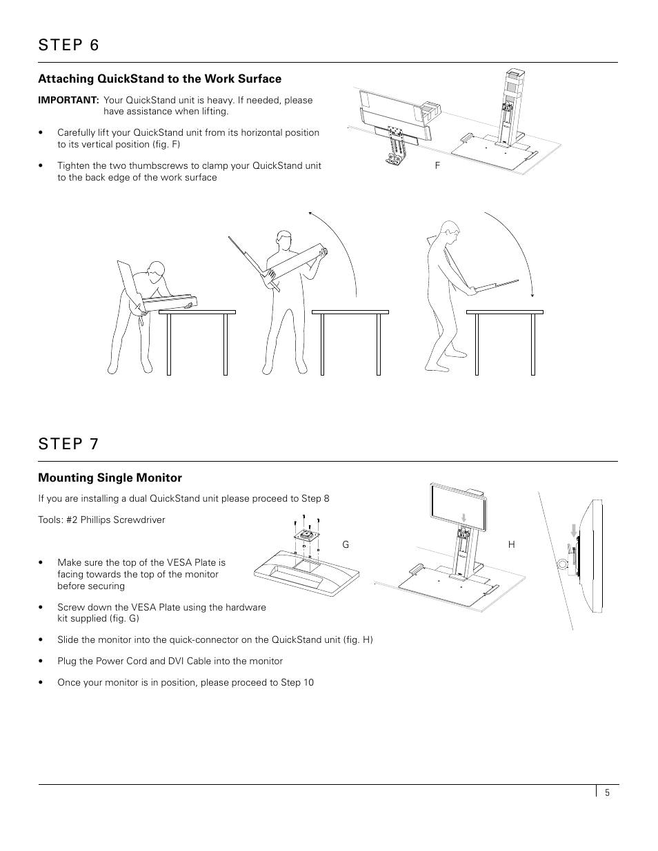 Step 6, Step 7 | Humanscale QuickStand User Manual | Page 5 / 11
