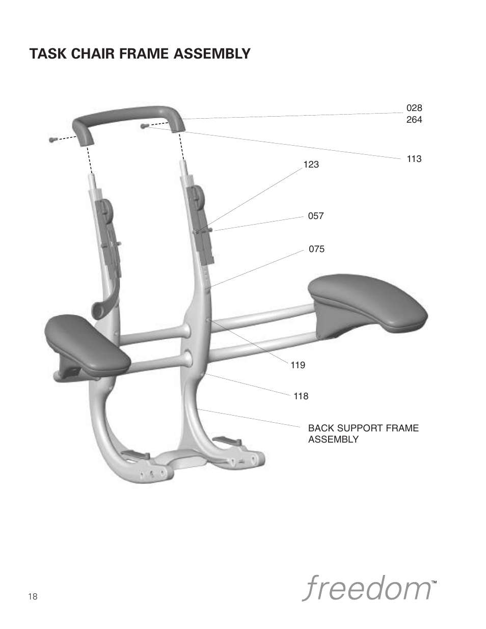 Task chair frame assembly | Humanscale Seating Parts and Repair Manual User Manual | Page 20 / 59