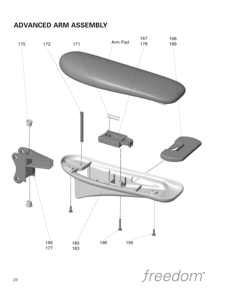 Advanced arm assembly | Humanscale Seating Parts and Repair Manual User Manual | Page 30 / 59