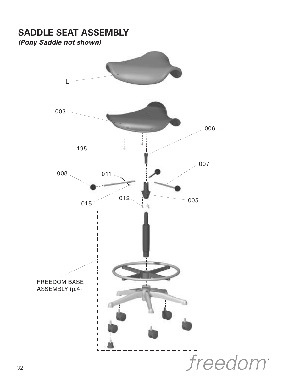 Saddle seat assembly | Humanscale Seating Parts and Repair Manual User Manual | Page 34 / 59