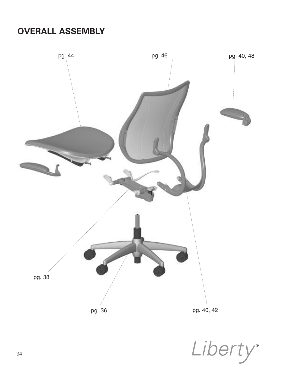 Overall assembly | Humanscale Seating Parts and Repair Manual User Manual | Page 36 / 59