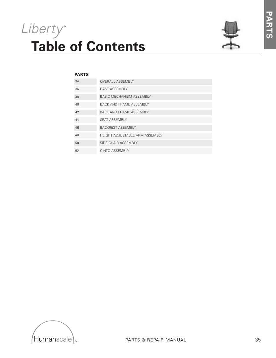 Humanscale Seating Parts and Repair Manual User Manual | Page 37 / 59