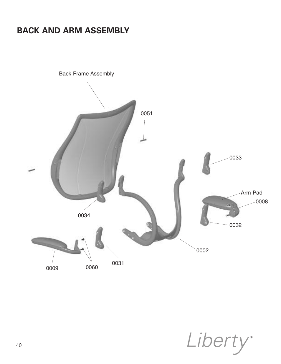 Back and arm assembly | Humanscale Seating Parts and Repair Manual User Manual | Page 42 / 59