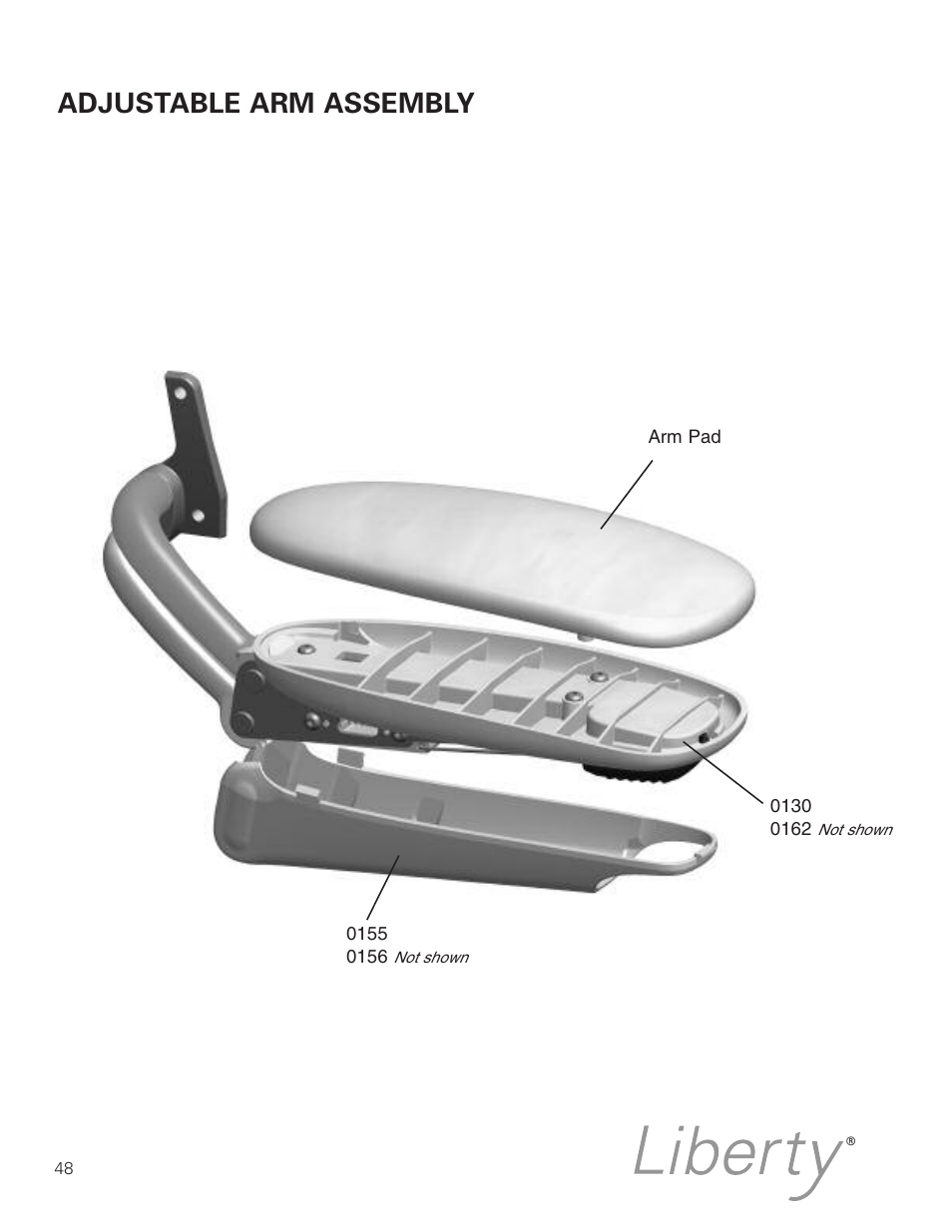 Adjustable arm assembly | Humanscale Seating Parts and Repair Manual User Manual | Page 50 / 59