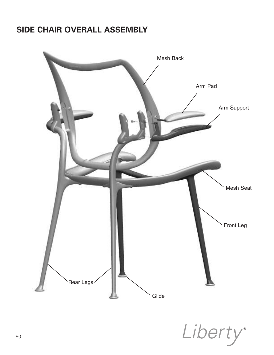 Side chair overall assembly | Humanscale Seating Parts and Repair Manual User Manual | Page 52 / 59