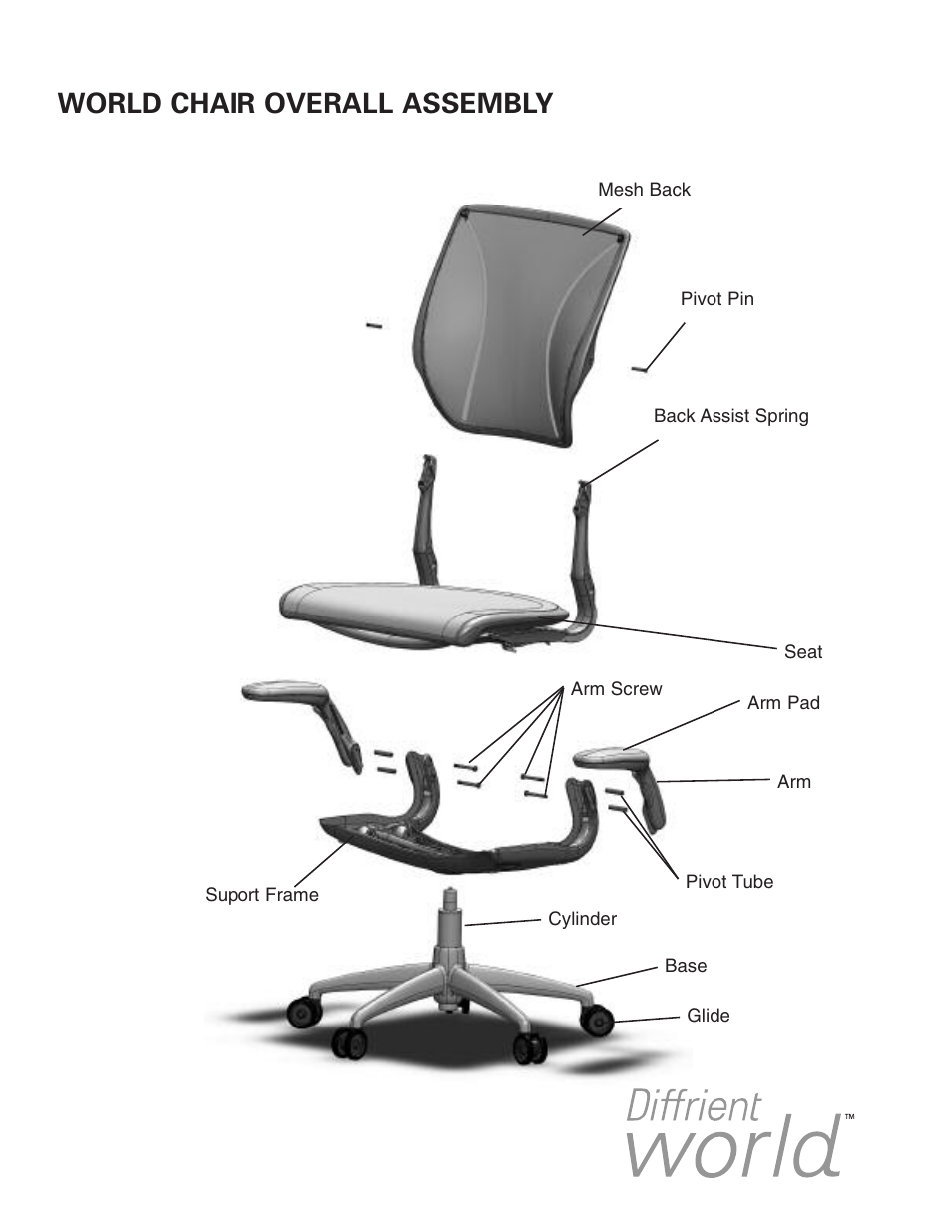 World chair overall assembly | Humanscale Seating Parts and Repair Manual User Manual | Page 56 / 59