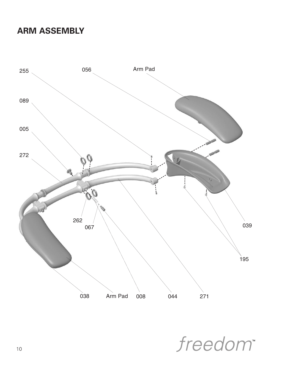Arm assembly | Humanscale Seating Parts Manual User Manual | Page 10 / 77
