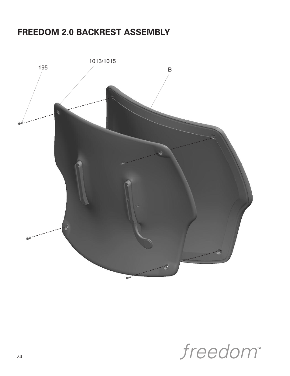 Freedom 2.0 backrest assembly | Humanscale Seating Parts Manual User Manual | Page 24 / 77