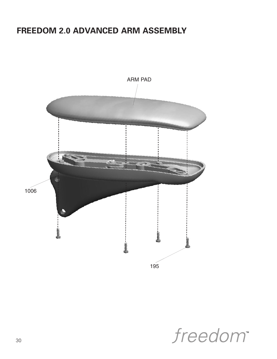 Freedom 2.0 advanced arm assembly | Humanscale Seating Parts Manual User Manual | Page 30 / 77