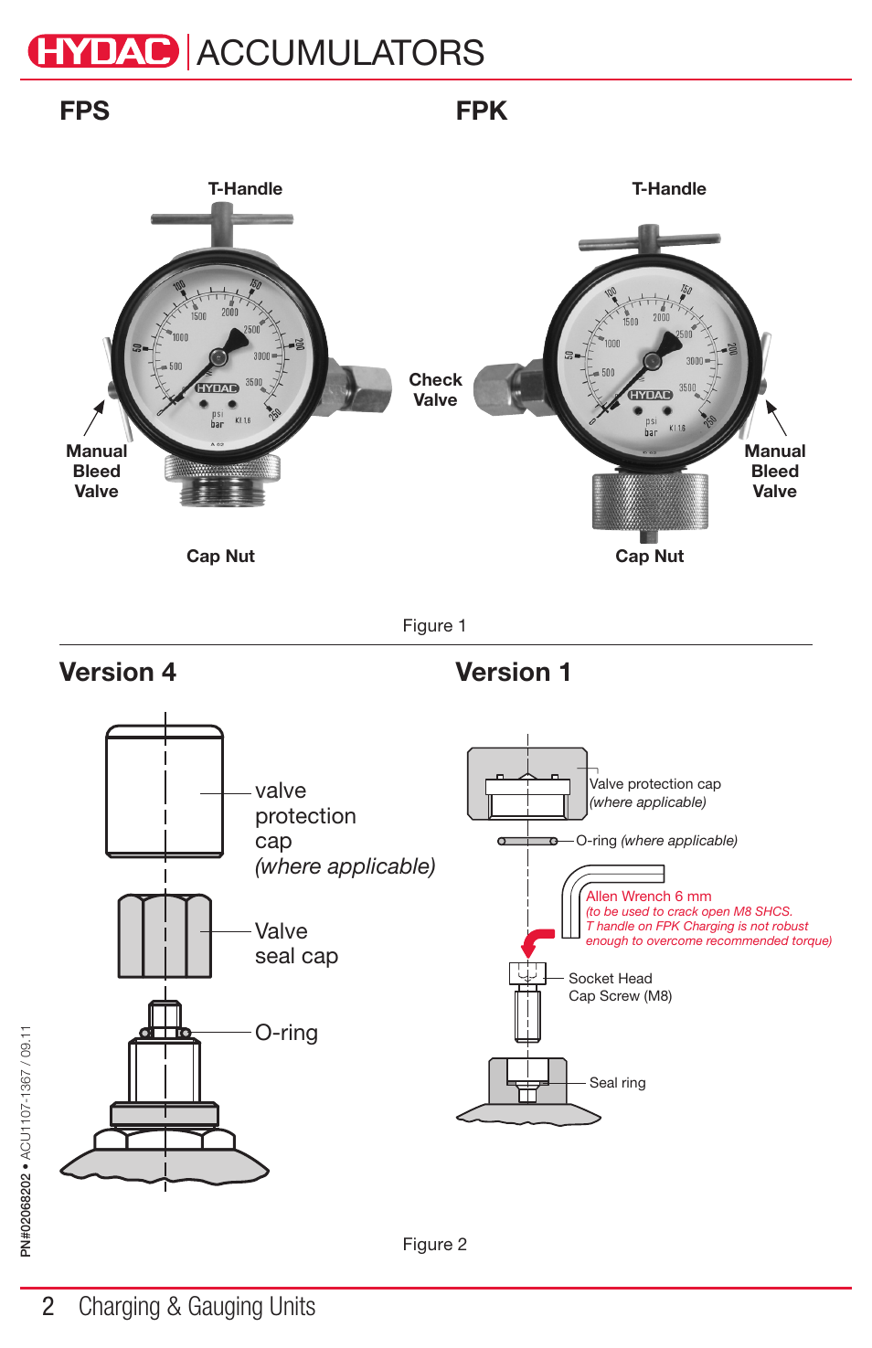 Accumulators, 2 charging & gauging units, Fps version 4 fpk version 1 | HYDAC FPS Series User Manual | Page 2 / 8