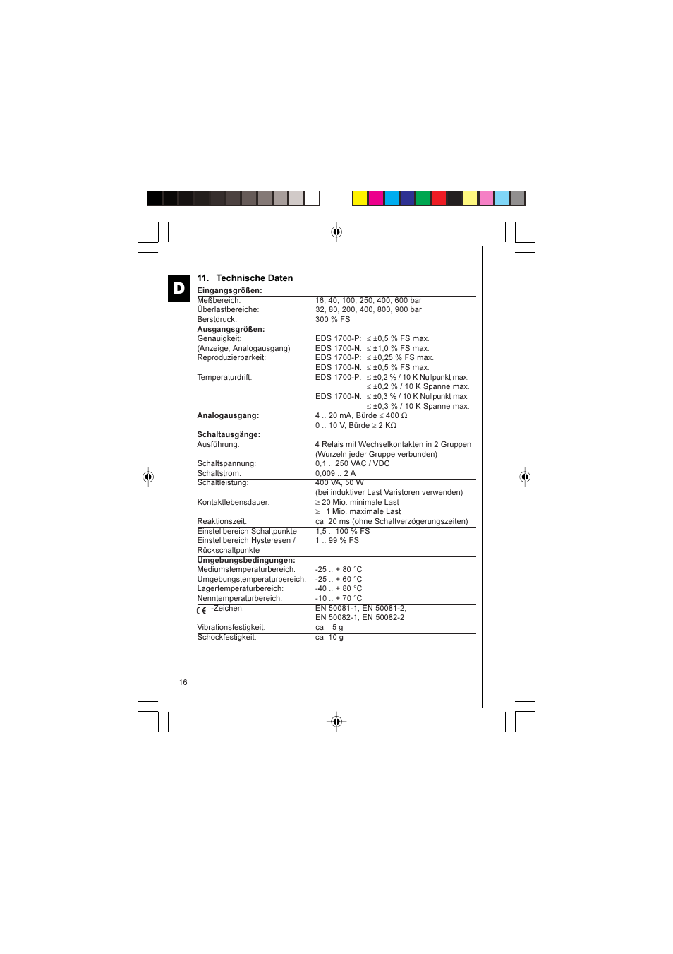 HYDAC EDS 1700 User Manual | Page 16 / 56