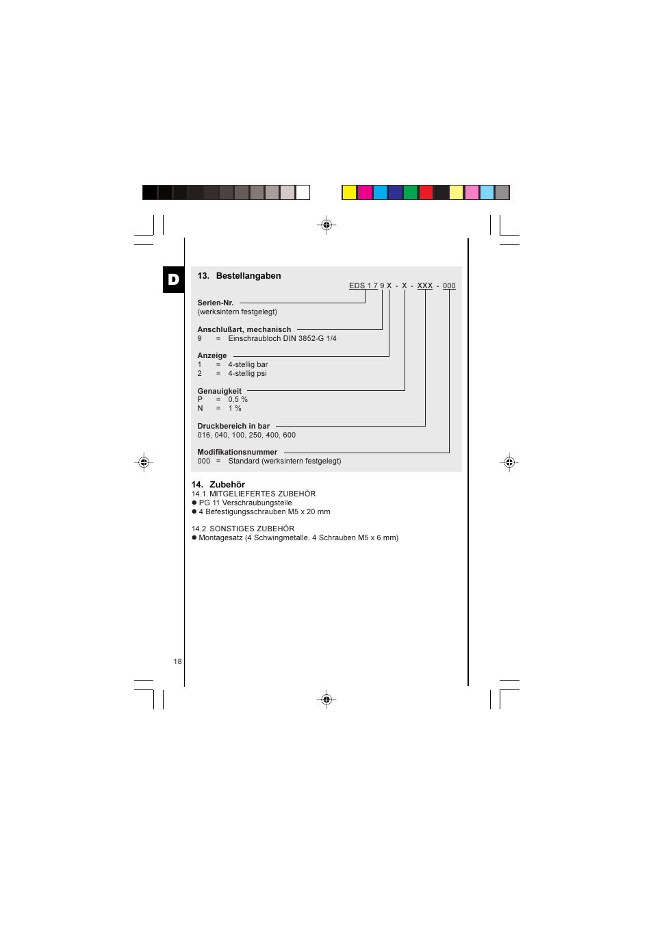 HYDAC EDS 1700 User Manual | Page 18 / 56