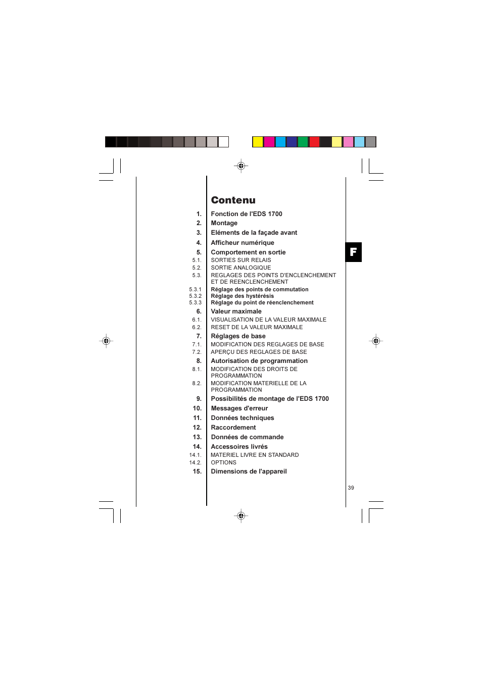 Contenu | HYDAC EDS 1700 User Manual | Page 39 / 56