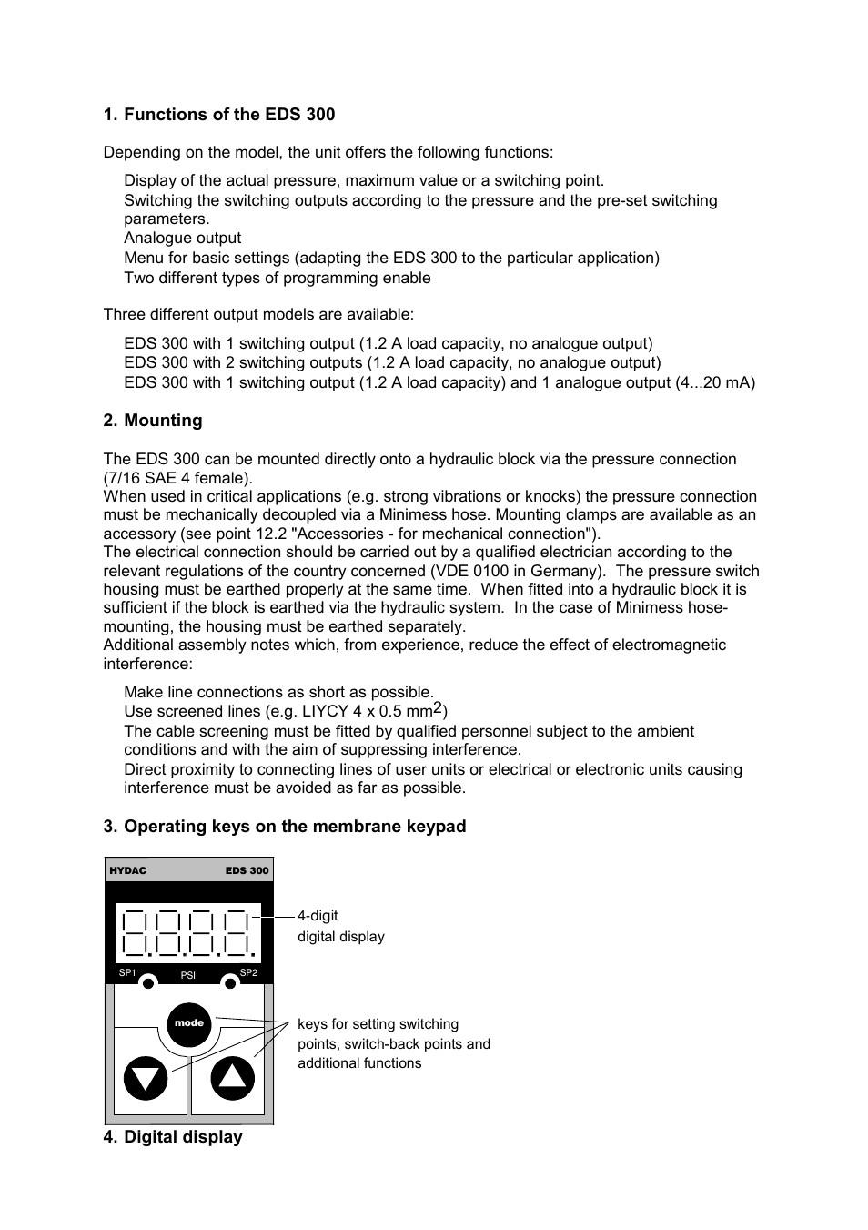 HYDAC EDS 300 User Manual | Page 2 / 14