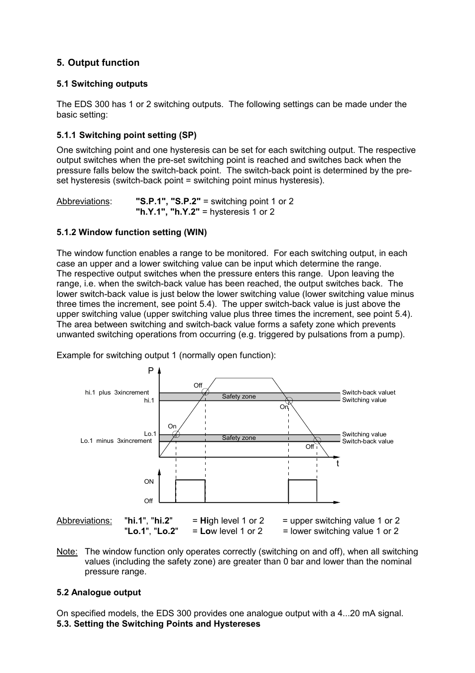 Output function | HYDAC EDS 300 User Manual | Page 4 / 14