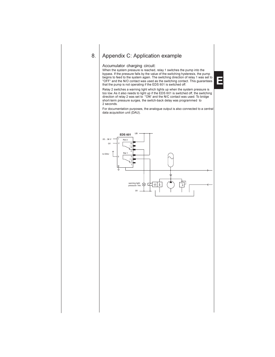 Appendix c: application example, Accumulator charging circuit | HYDAC EDS 601 User Manual | Page 15 / 15