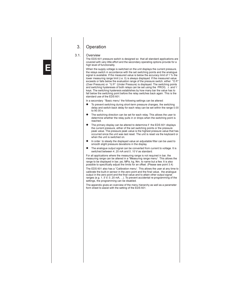 Operation | HYDAC EDS 601 User Manual | Page 6 / 15