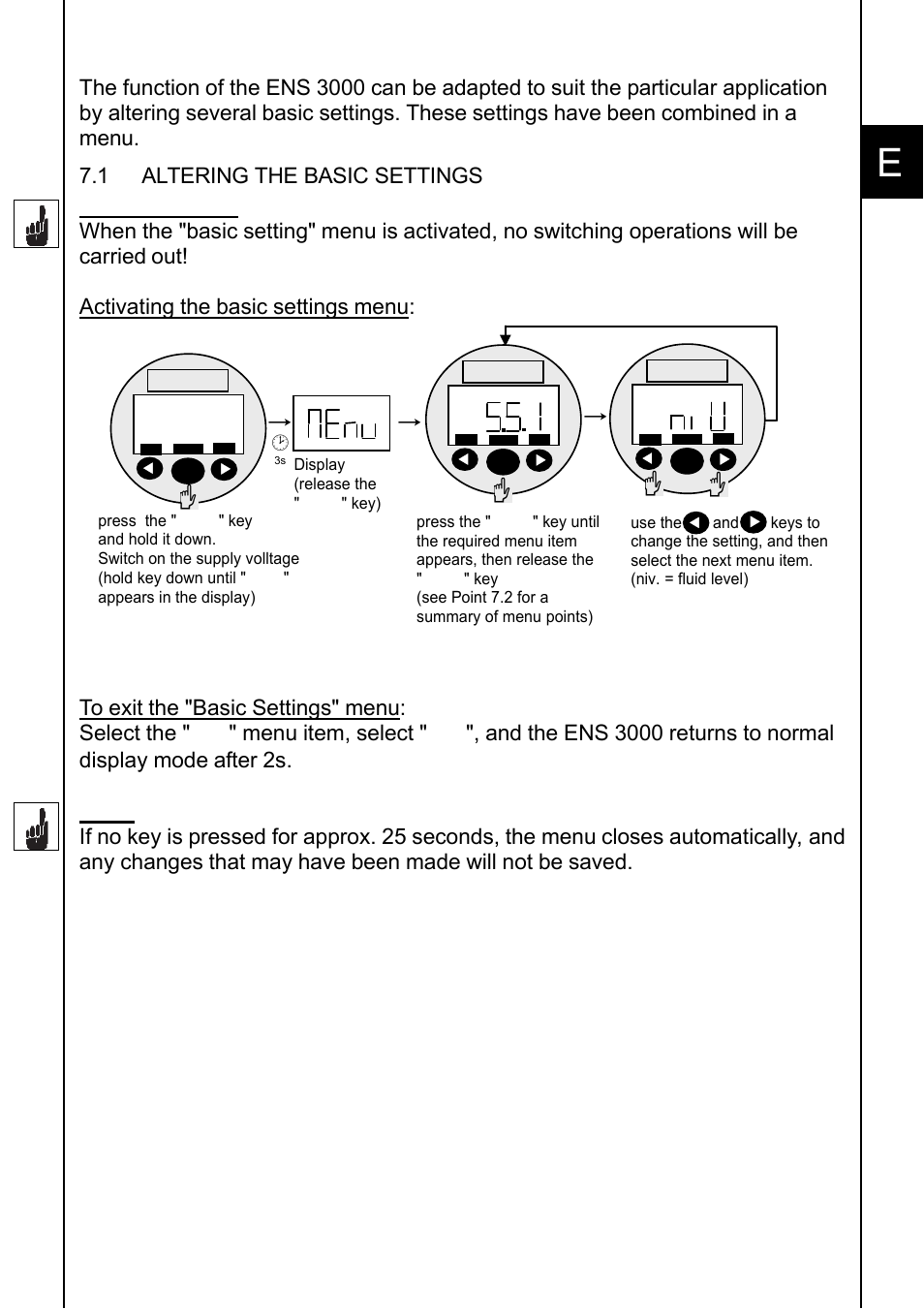 Basic settings | HYDAC ENS 3000 User Manual | Page 13 / 32