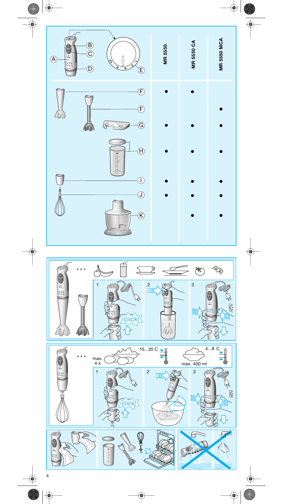 Click | Braun MR 5550 User Manual | Page 3 / 43