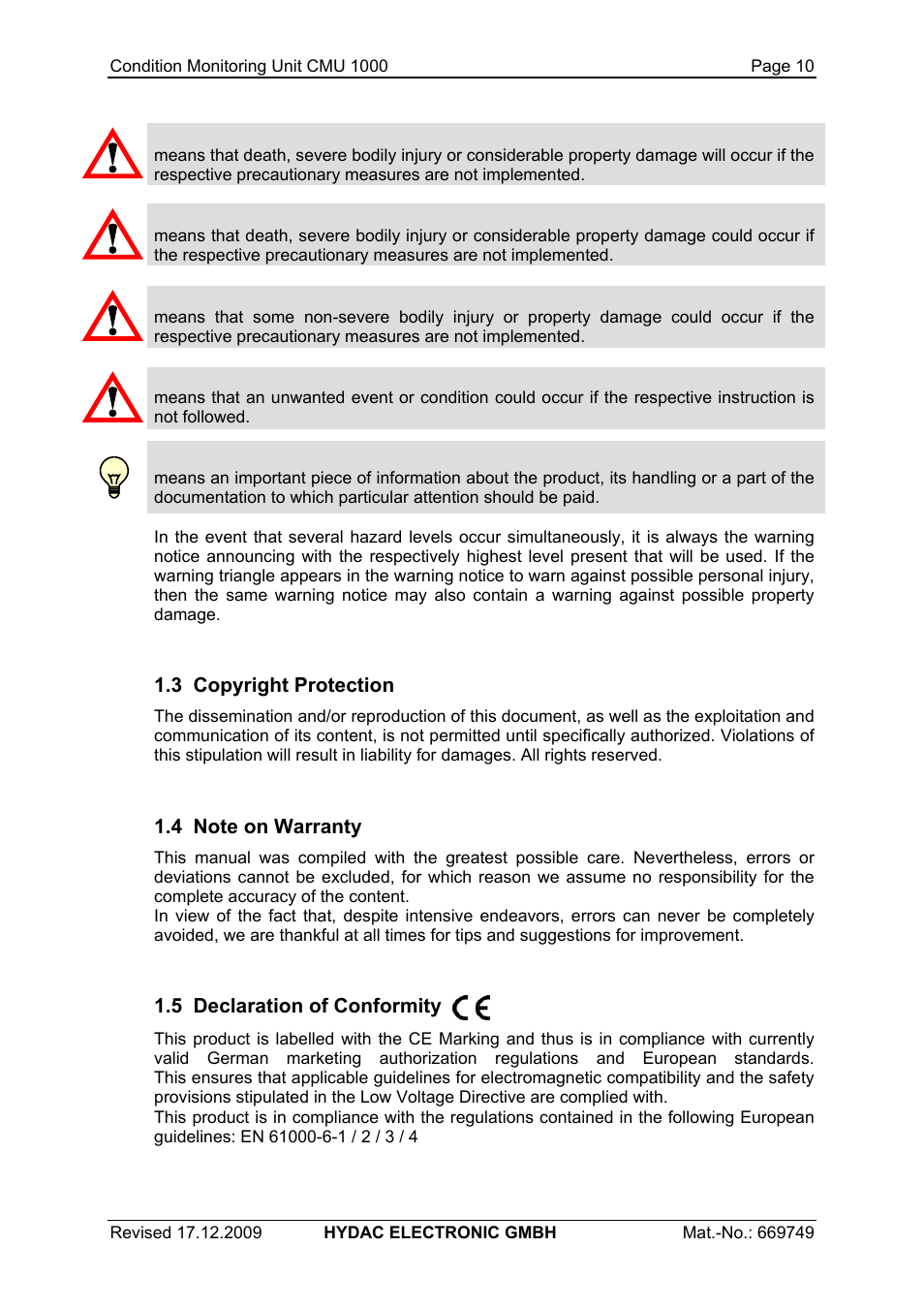 HYDAC CMU 1000 User Manual | Page 10 / 122