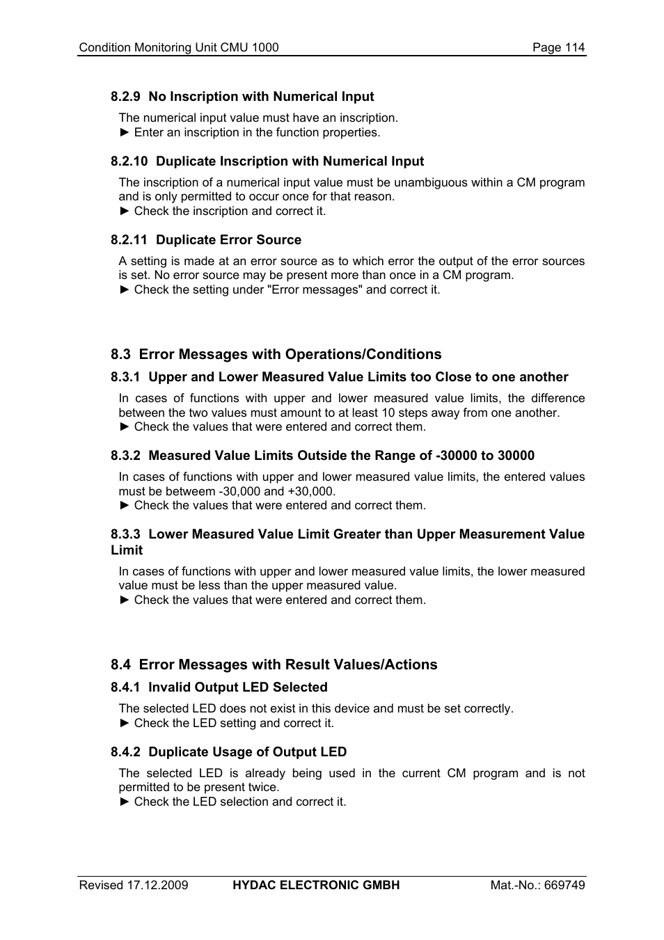 HYDAC CMU 1000 User Manual | Page 114 / 122