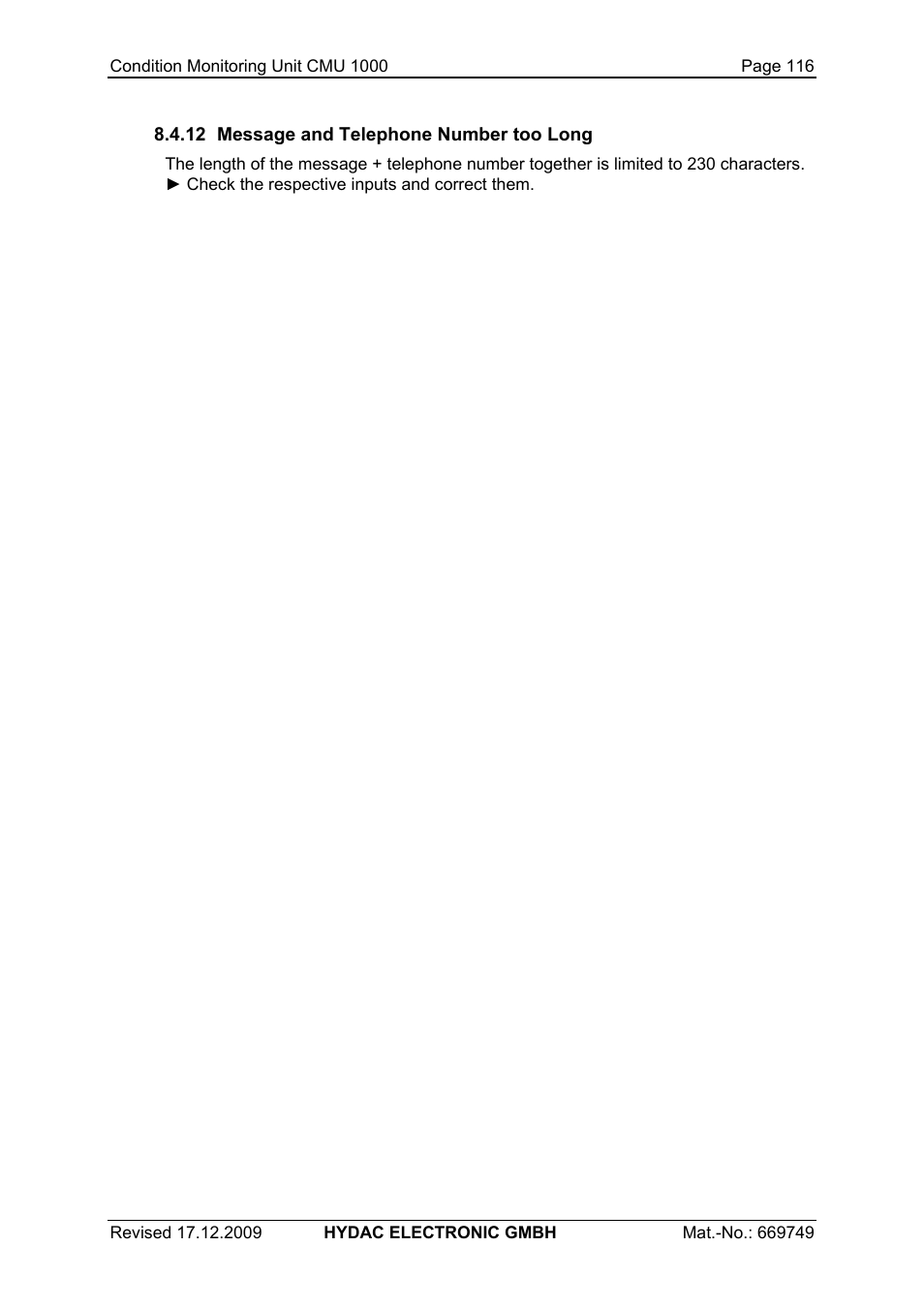 HYDAC CMU 1000 User Manual | Page 116 / 122