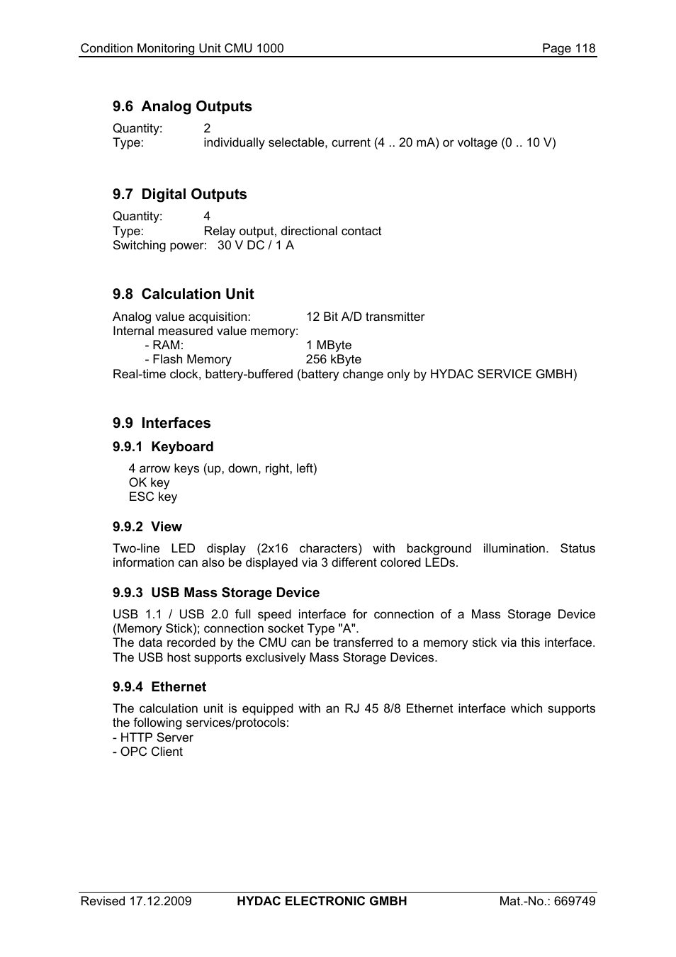HYDAC CMU 1000 User Manual | Page 118 / 122