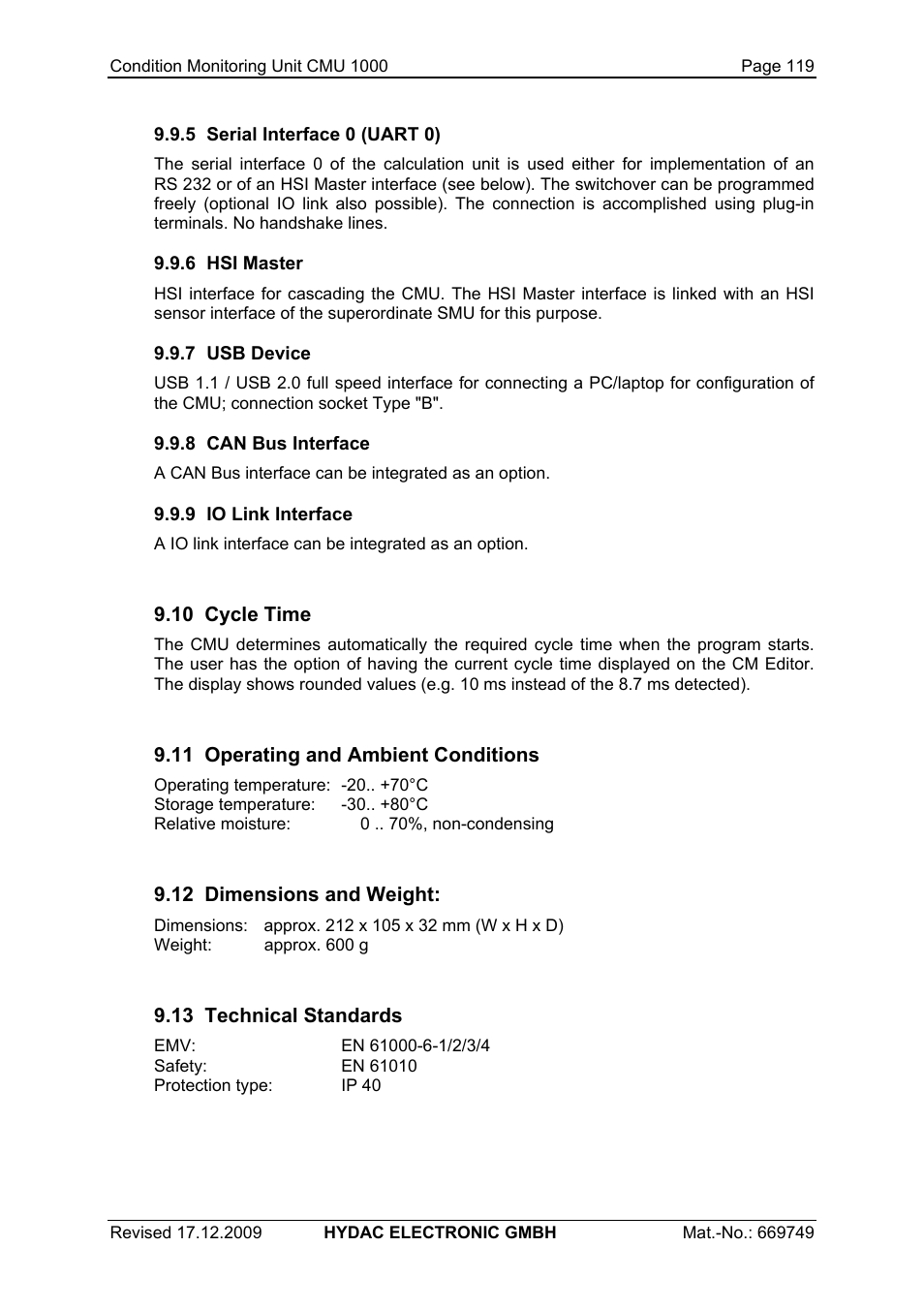 HYDAC CMU 1000 User Manual | Page 119 / 122