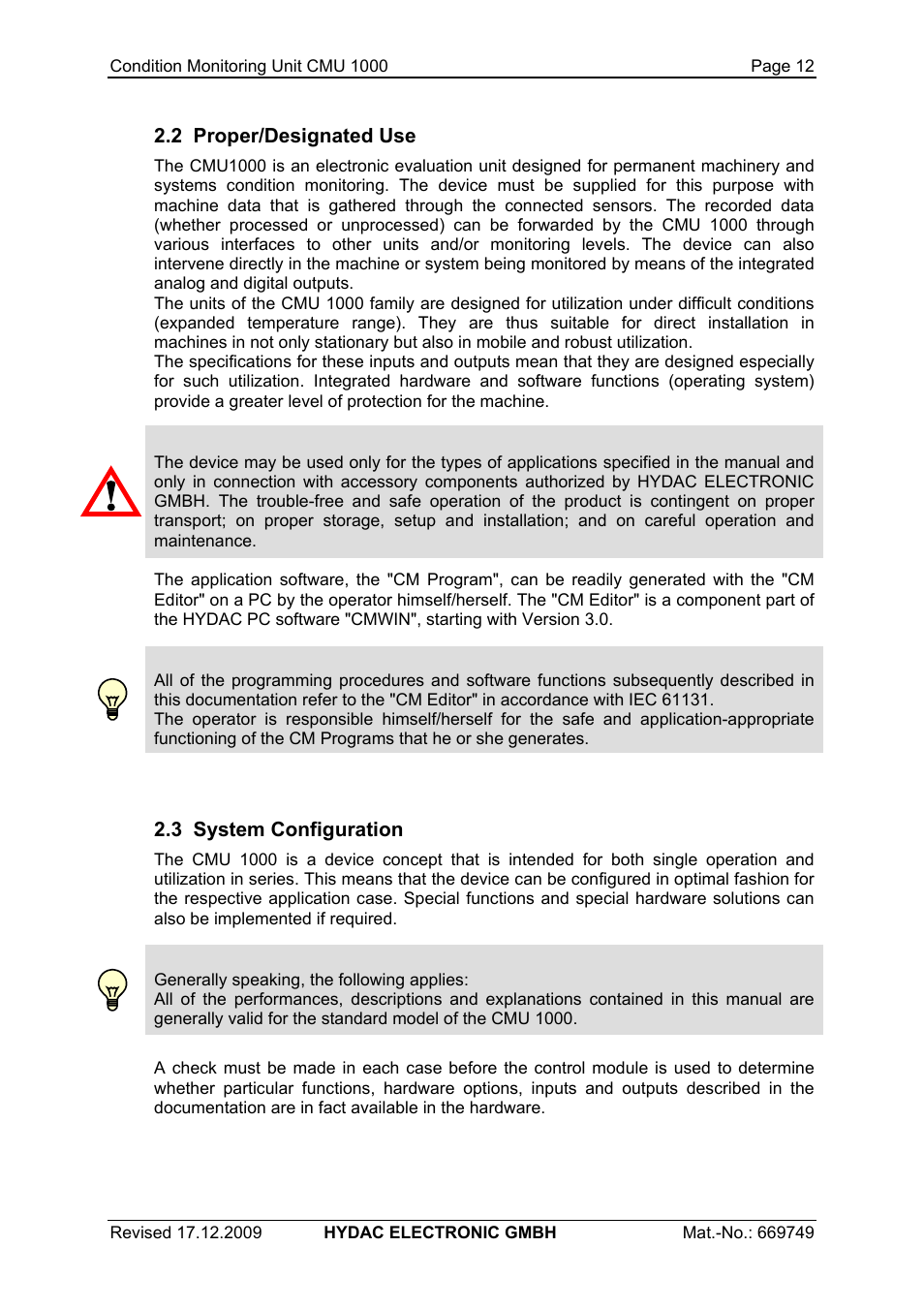 HYDAC CMU 1000 User Manual | Page 12 / 122