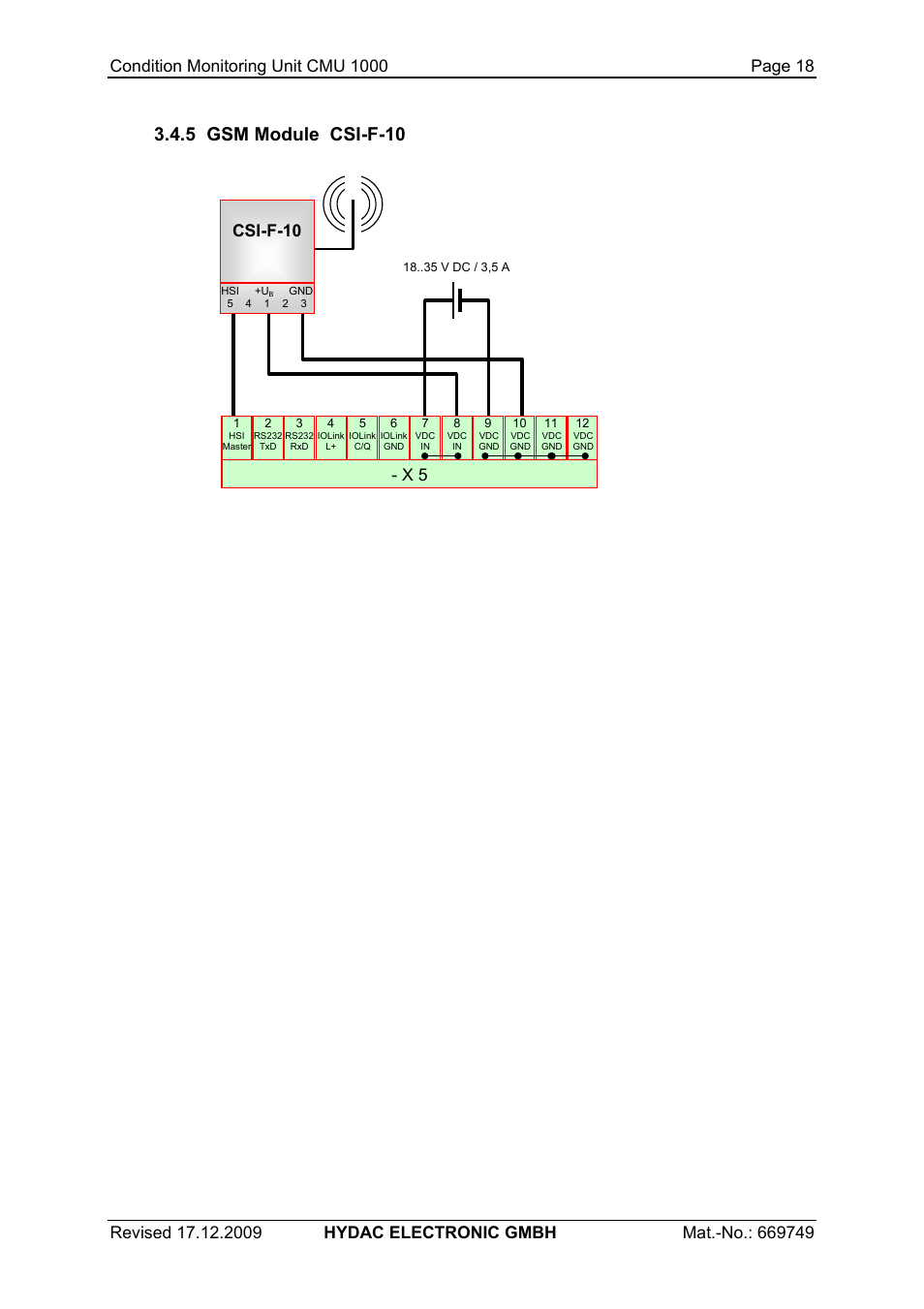 5 gsm module csi-f-10, X 5 csi-f-10 | HYDAC CMU 1000 User Manual | Page 18 / 122