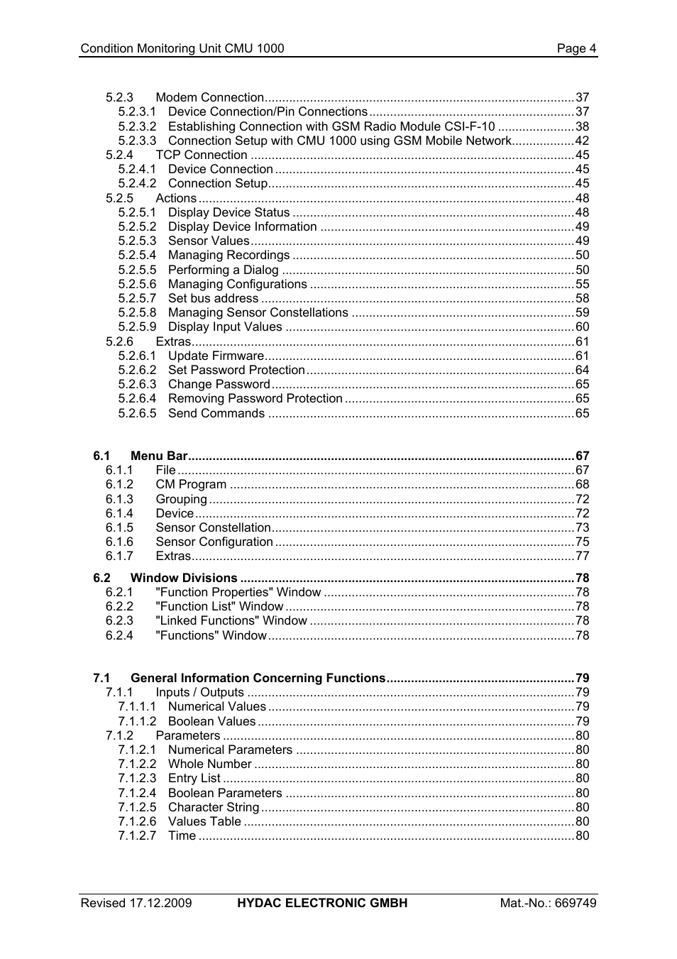 HYDAC CMU 1000 User Manual | Page 4 / 122