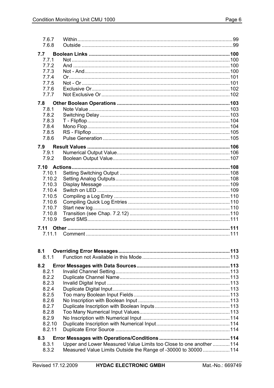 HYDAC CMU 1000 User Manual | Page 6 / 122