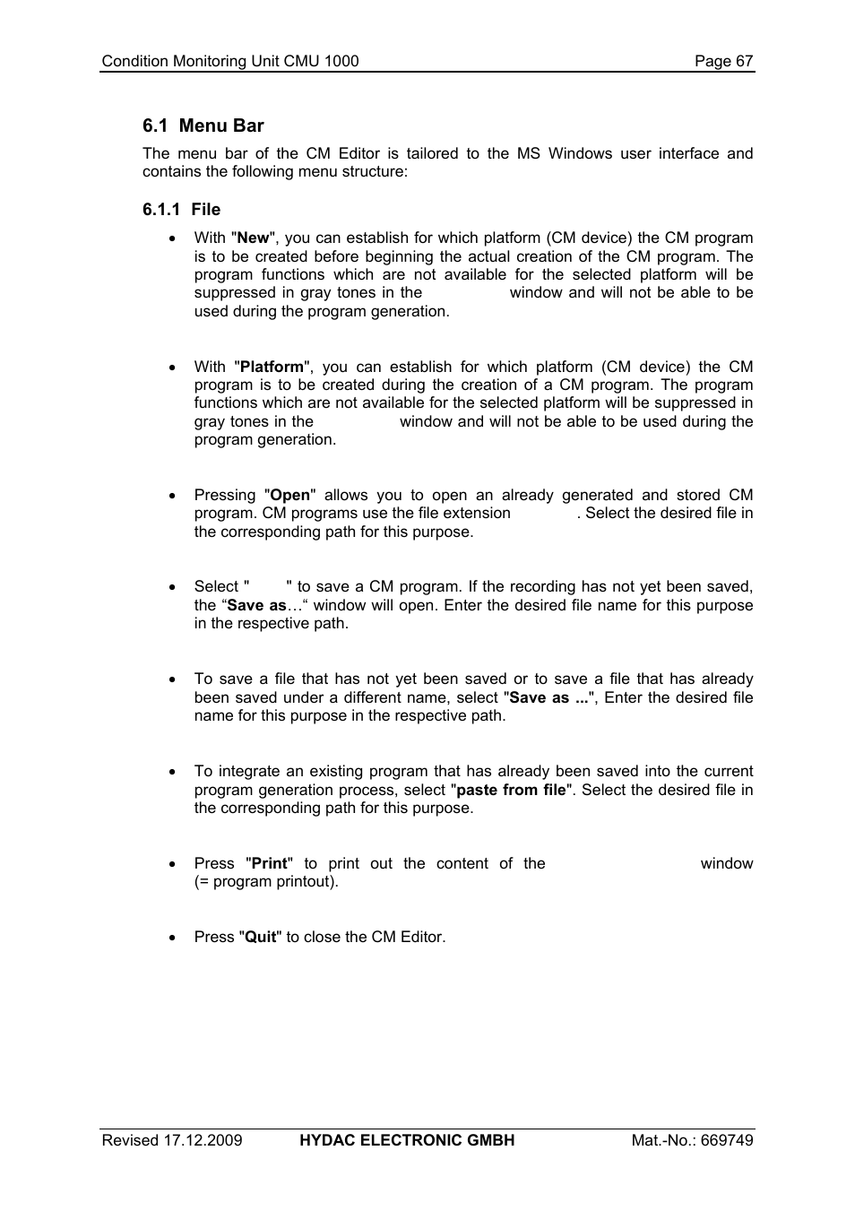 HYDAC CMU 1000 User Manual | Page 67 / 122
