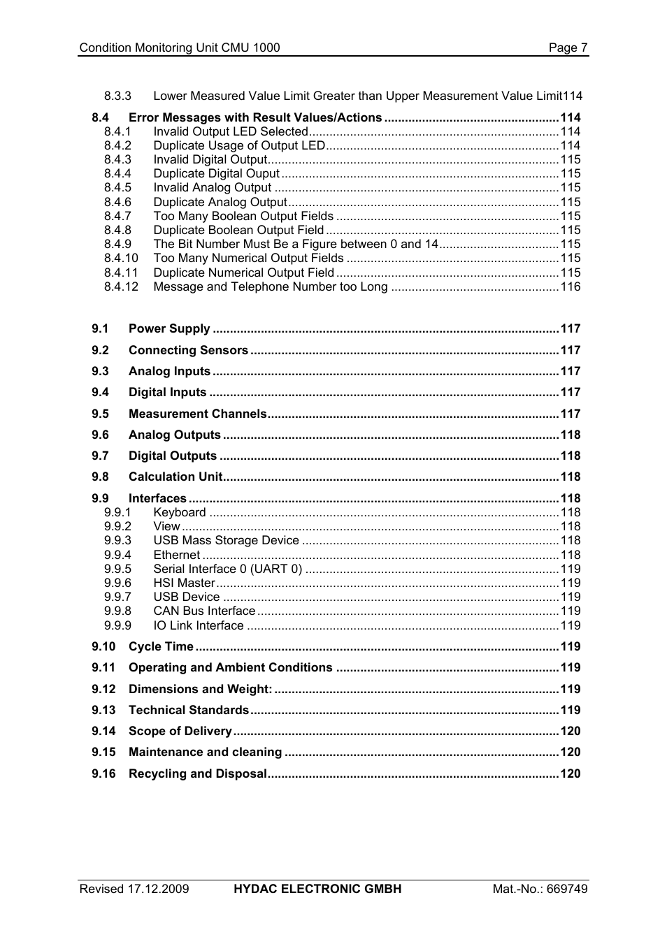 HYDAC CMU 1000 User Manual | Page 7 / 122