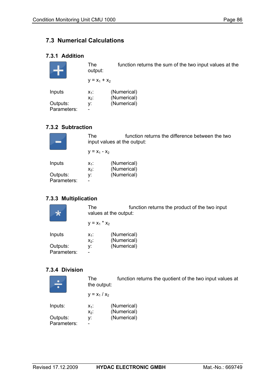 3 numerical calculations | HYDAC CMU 1000 User Manual | Page 86 / 122
