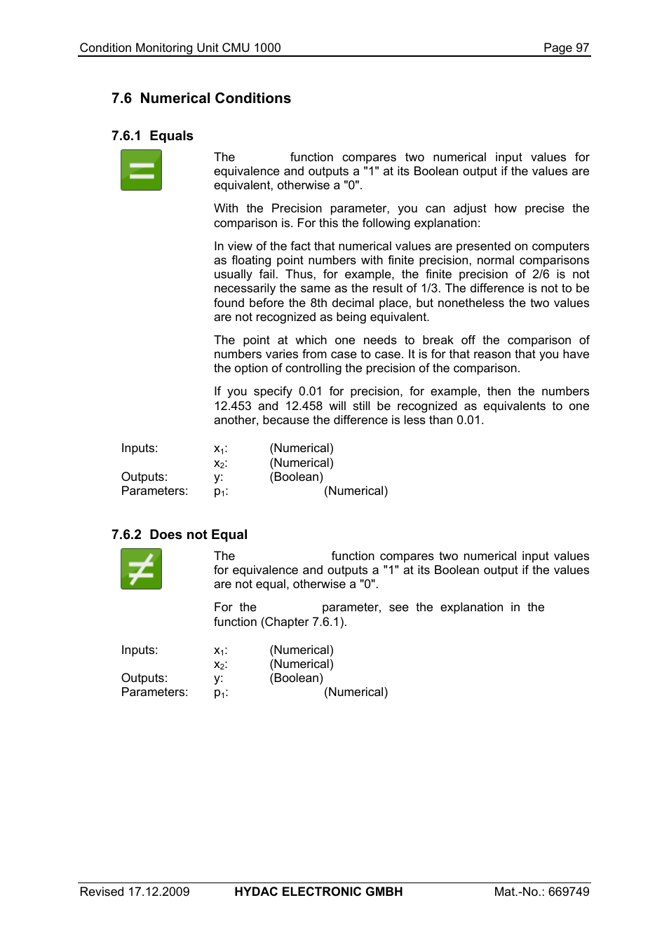 6 numerical conditions | HYDAC CMU 1000 User Manual | Page 97 / 122