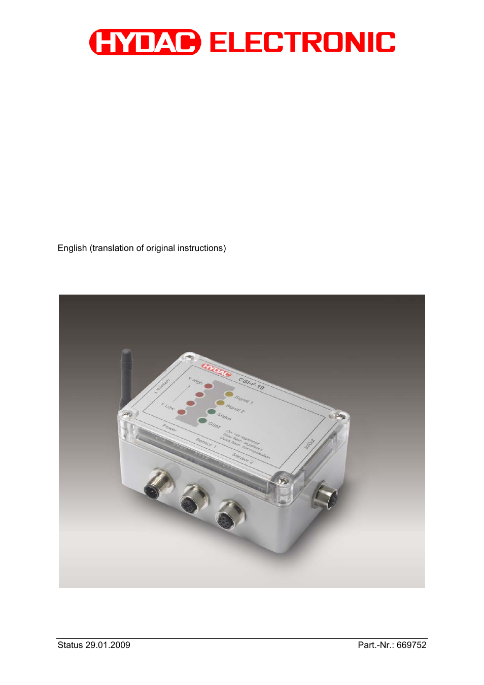 HYDAC CSI-F-10 User Manual | 120 pages