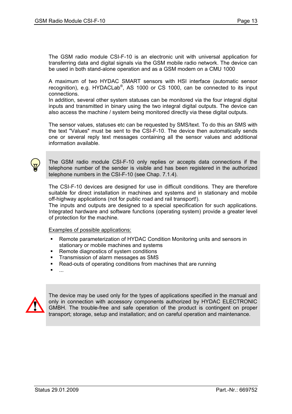 3 proper/designated use | HYDAC CSI-F-10 User Manual | Page 13 / 120