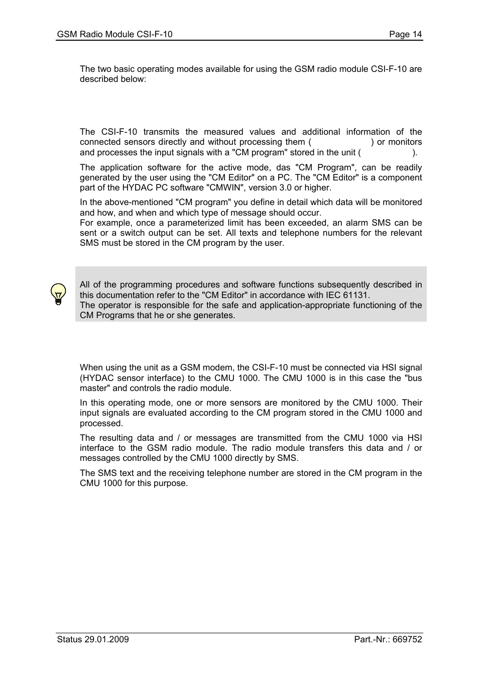 1 stand alone operation | HYDAC CSI-F-10 User Manual | Page 14 / 120