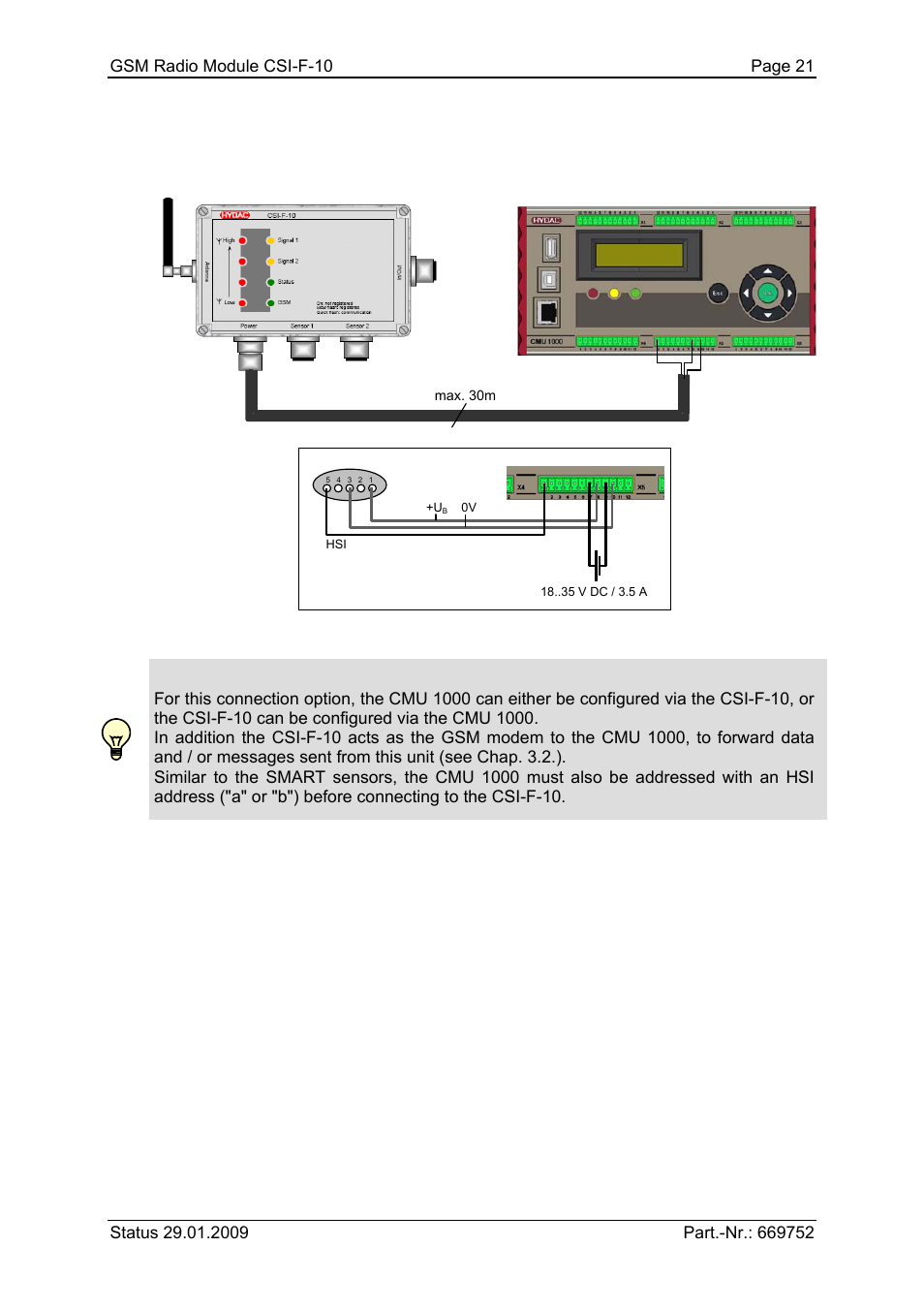 Connection to condition monitoring unit cmu 1000 | HYDAC CSI-F-10 User Manual | Page 21 / 120