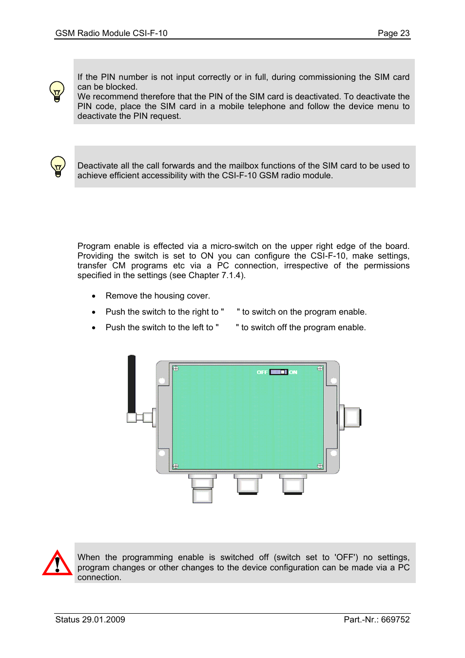 2 program enable | HYDAC CSI-F-10 User Manual | Page 23 / 120
