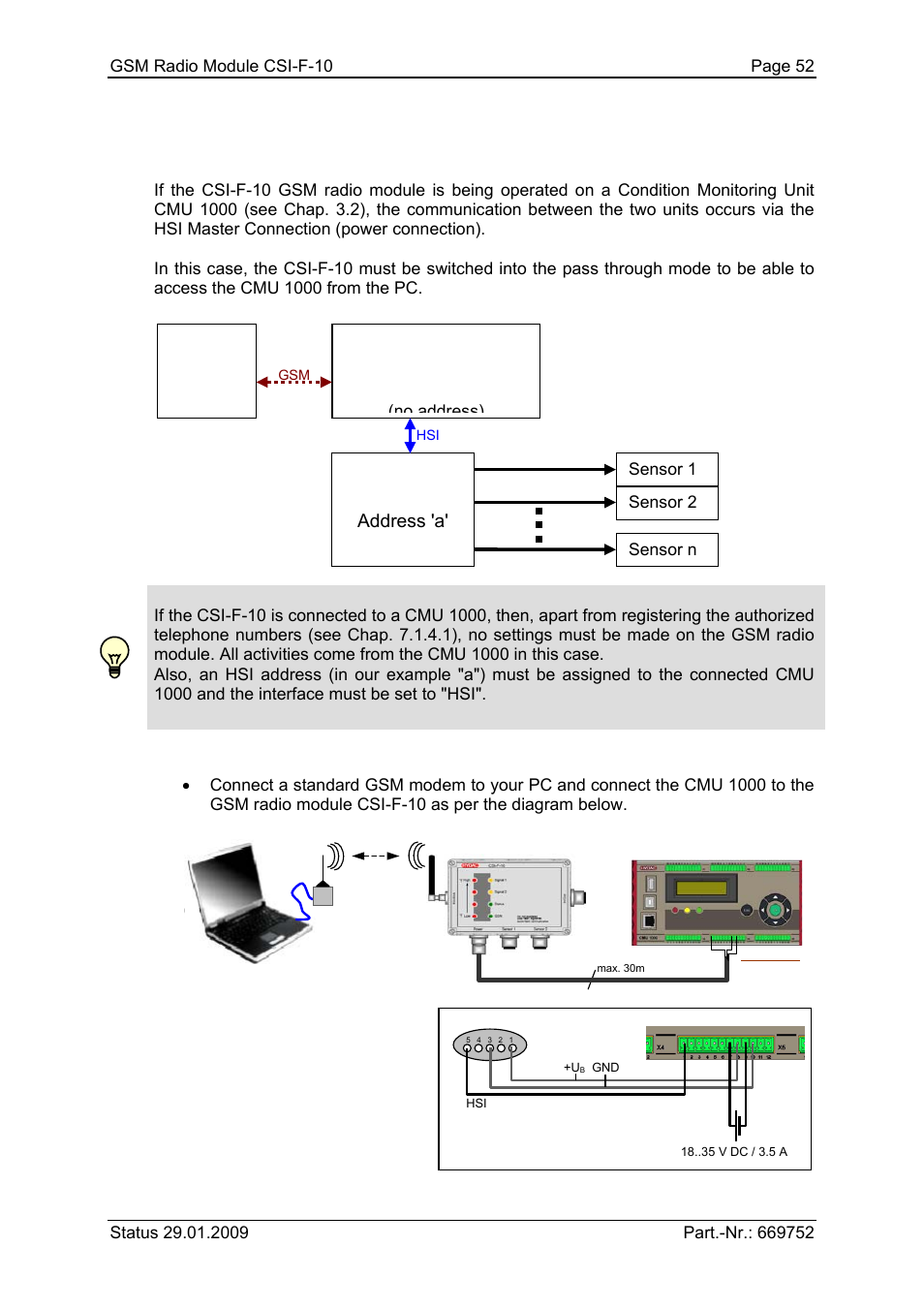 Cmu 1000, Gsm radio module csi-f-10 | HYDAC CSI-F-10 User Manual | Page 52 / 120