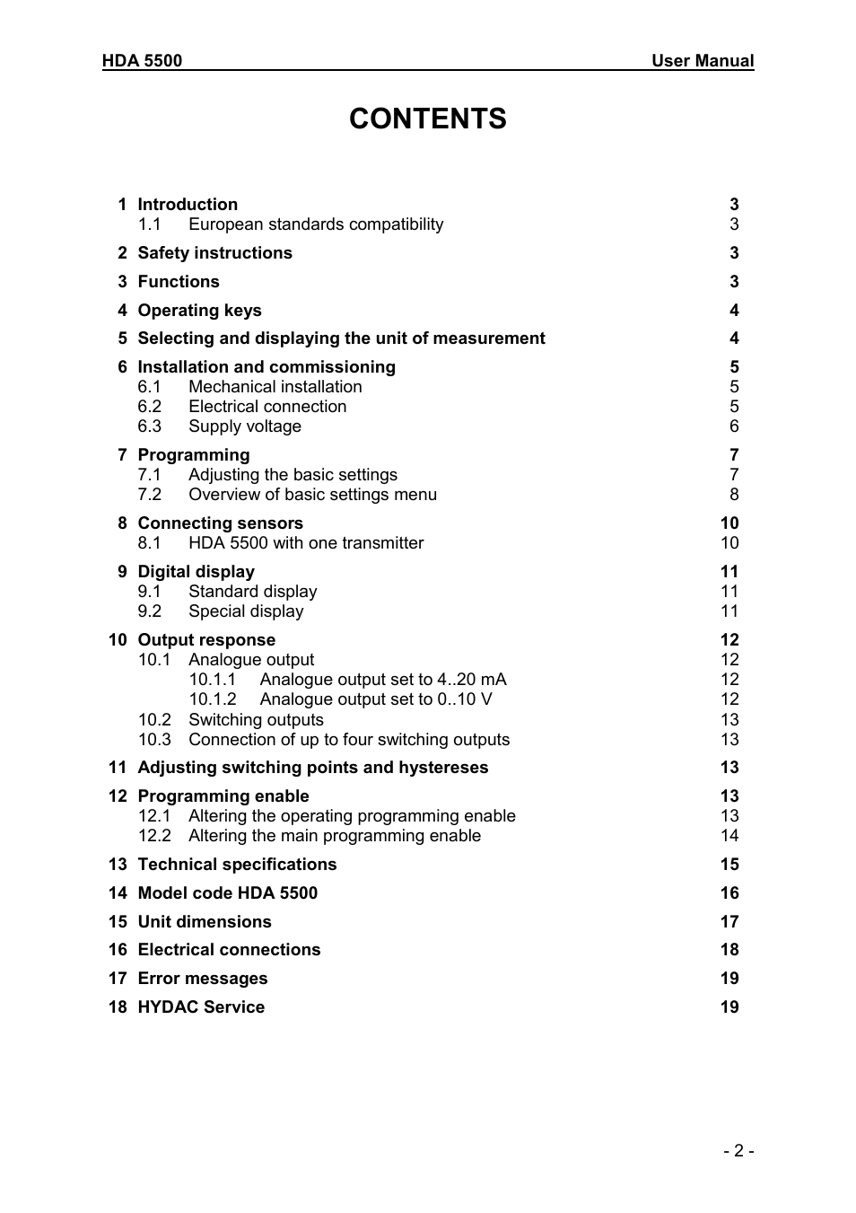 HYDAC HDA 5500-0-0-DC-000 User Manual | Page 2 / 19