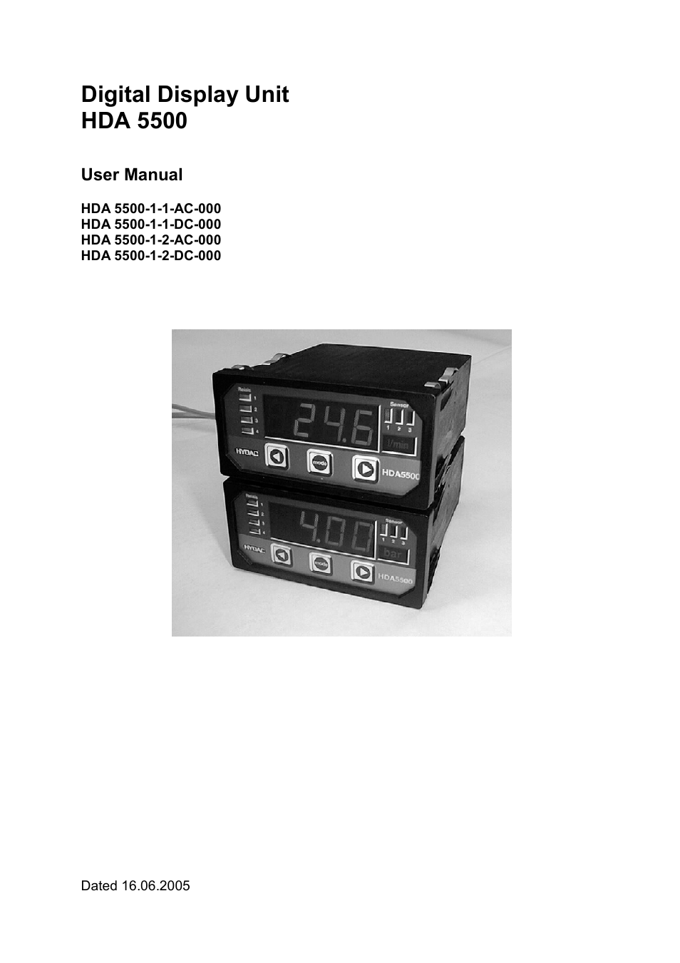 HYDAC HDA 5500-1-2-DC-000 User Manual | 23 pages