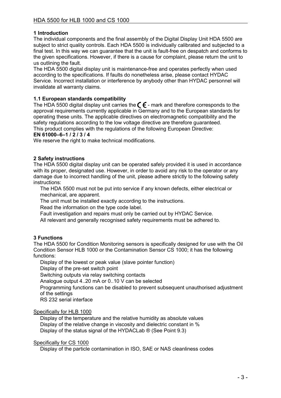 HYDAC HDA 5500-0-2-DC-006 (CM1k) User Manual | Page 3 / 31