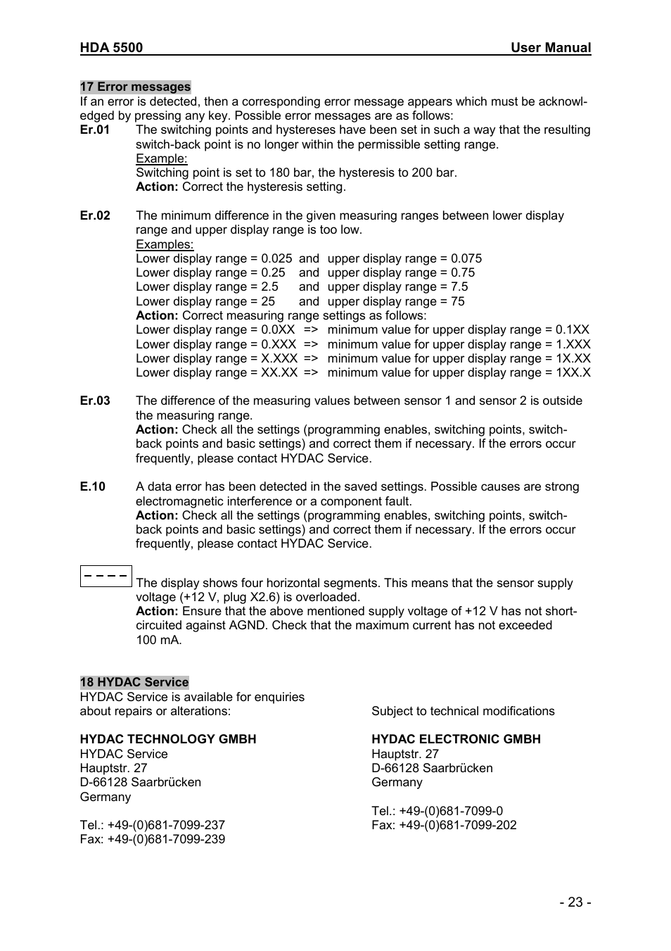 HYDAC HDA 5500-3-2-DC-000 User Manual | Page 23 / 23