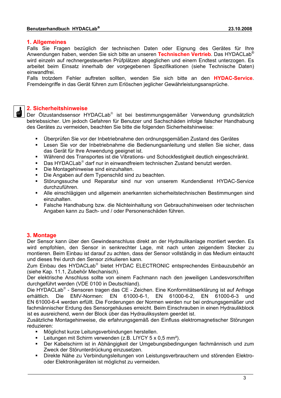 HYDAC HLB 1300 User Manual | Page 3 / 46