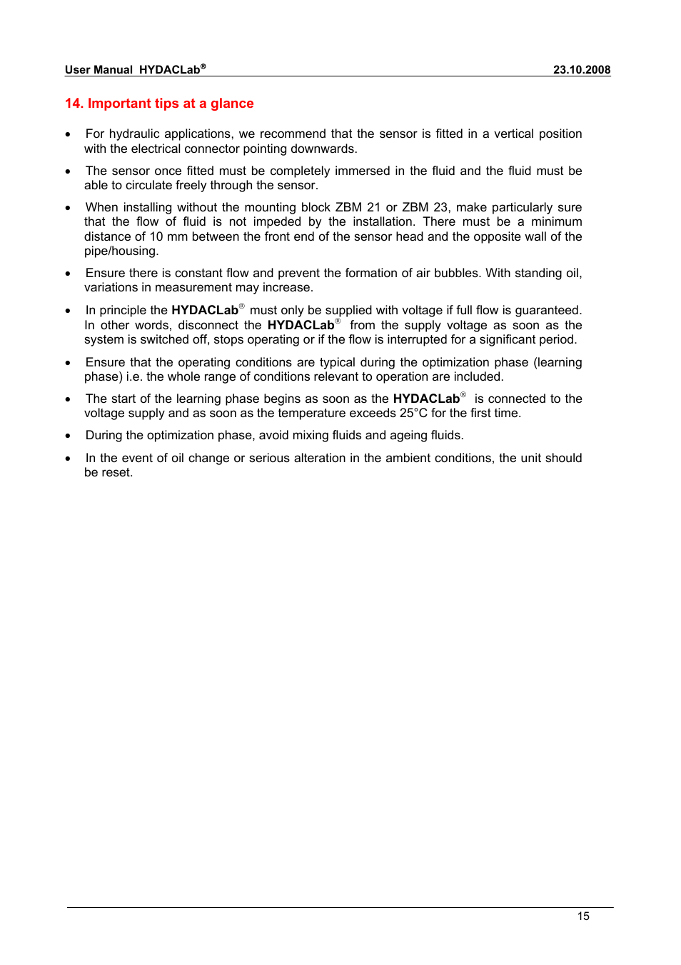 HYDAC HLB 1300 User Manual | Page 30 / 46