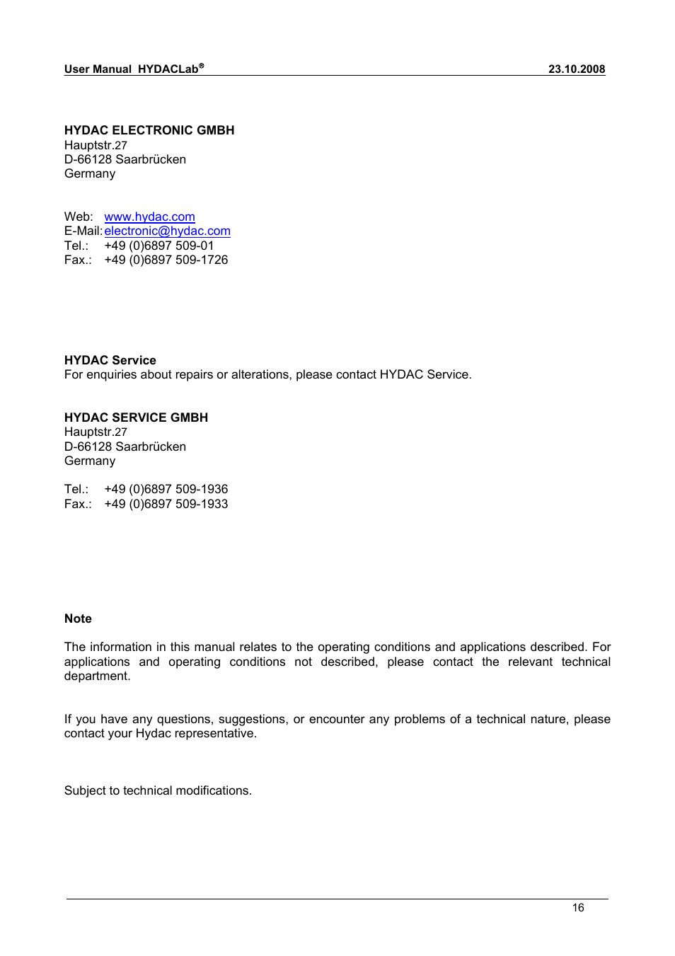 HYDAC HLB 1300 User Manual | Page 31 / 46